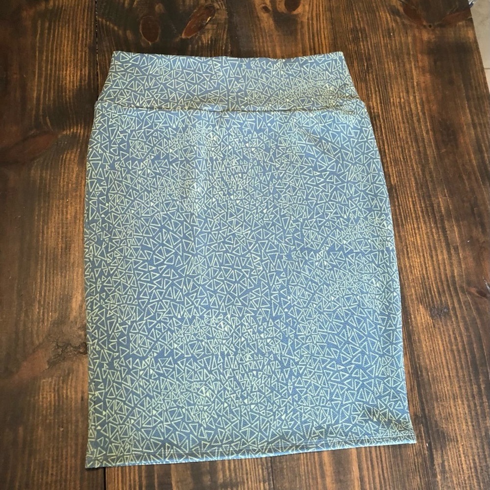 Lularoe Green Geometric Stretch Pencil Midi A-Line Skirt Women’s Size Large